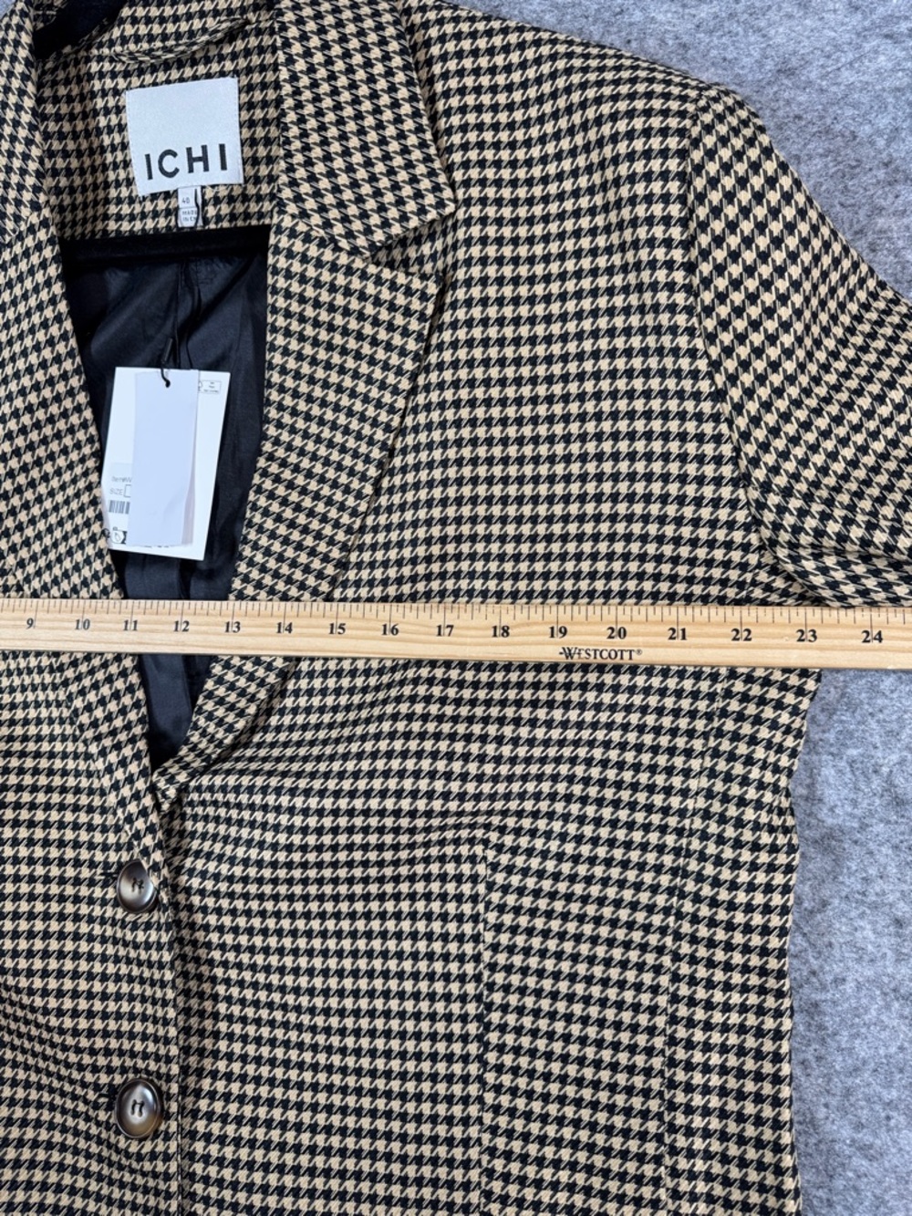 ICHI Houndstooth Blazer Jacket Size 40 Tailored Preppy Academia Oversized Fit - Picture 8 of 15